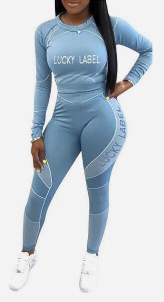 Royal Design 312 Women Tracksuit Lucky Label Long Sleeves Light Blue